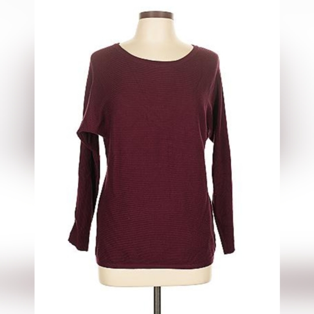 Cable & Gauge Ribbed Knit Blouse, LS, Size L, Back Zipper, Like New